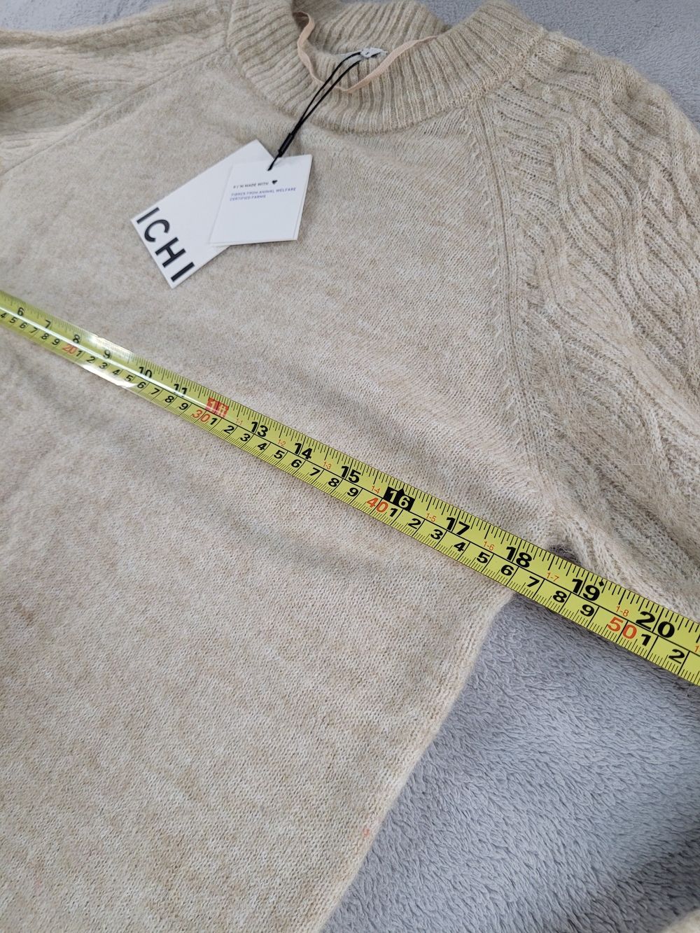 Ichi Asdis Round Neck Jumper Dress, Oatmeal Melange Knit Dress - Picture 5 of 16